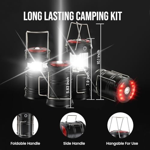 Lichamp 2 Pack Camping Lanterns Rechargeable and Battery Powered, Dual Power Sou... - Image 6