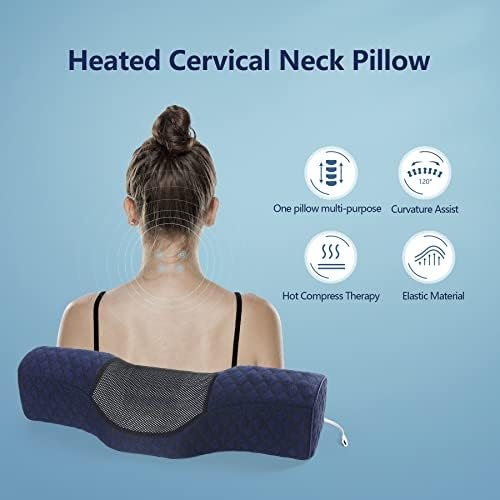 Neck Roll Pillows for Pain Relief Sleeping, Heated Memory Foam Cervical Neck Sup... - Image 3