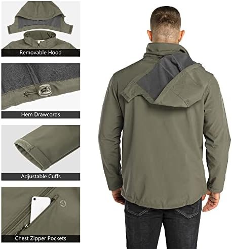Outdoor Ventures Men's Lightweight Softshell Jacket Fleece Lined Hooded Water Re... - Image 5