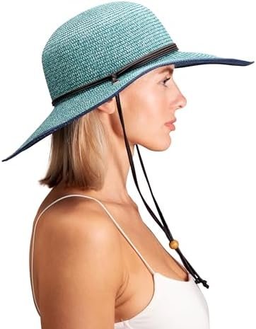 Sloggers Women's Wide Brim Braided Sun Hat with Wind Lanyard - UPF 50+ Maximum S... - Image 5