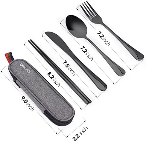 Travel Utensils with Case, Quatish Portable Silverware Set for Work, Stainless S... - Image 8