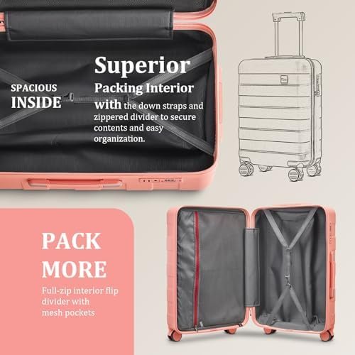 imiomo Carry on Luggage, 20 IN Carry-on Suitcase with Spinner Wheels, Hardside 3... - Image 6