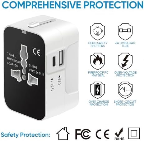 LKY DIGITAL Universal Travel Adapter USB C, International Power Adapter with 1 U... - Image 6