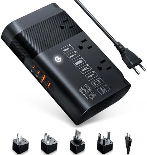 DOACE 220v to 110v Voltage Converter for European Travel: Max 500W Pure Sine Wav... - Image 2