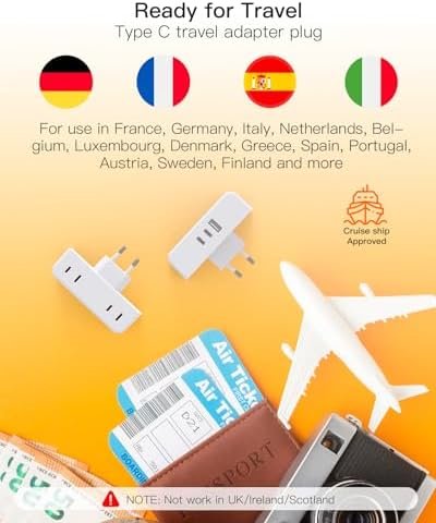 2 Pack European Travel Plug Adapter USB C, Travel Essentials, International Trav... - Image 6