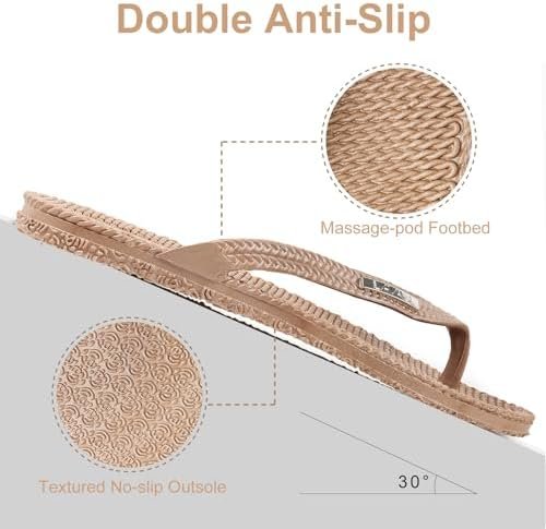 LAVAU Beach Flip Flops for Women, Water Sandals for Shower and Pool, Waterproof,... - Image 5