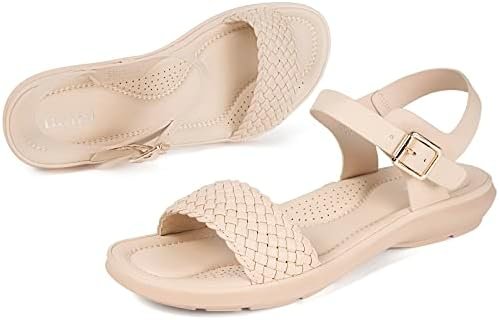 Intini Womens Flat Sandals Braided Strappy Summer Shoes Memory Foam insole Sanda... - Image 8