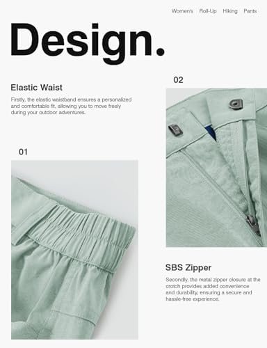 TBMPOY Women's Hiking Pants Quick Dry Convertible Lightweight Roll Up Cargo Pock... - Image 6