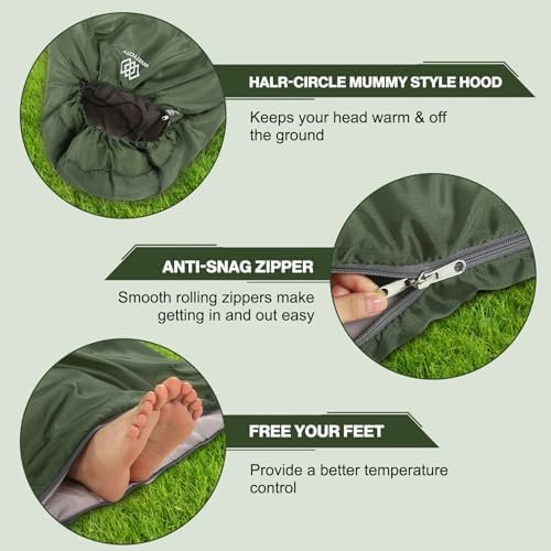 Ultralight Warm Weather Sleeping Bag for Kids Girls Boys Adults, Lightweight Por... - Image 5