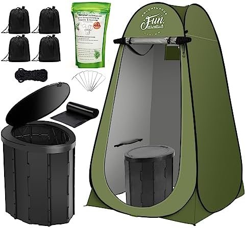 Portable Toilet Kit For Adults, Pop Up Privacy Tent, X Large Camping Folding Toi... - Image 2