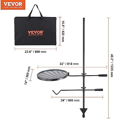 VEVOR Swivel Campfire Grill, Fire Pit Grill Grate over Fire Pits, Heavy Duty Ste... - Image 11