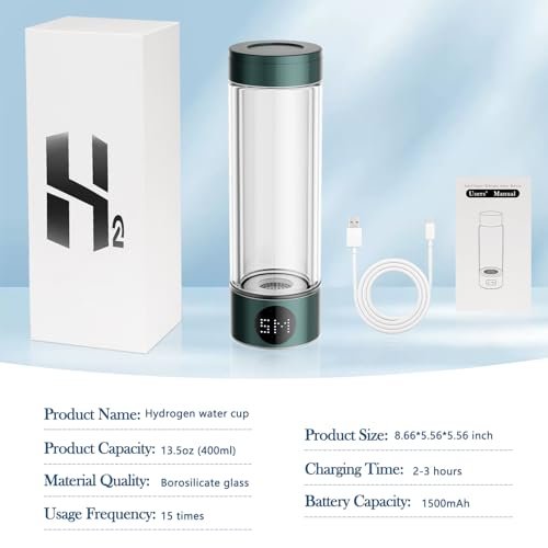 Hydrogen Water Bottle 13.5 OZ (400ml) Portable Hydrogen Water Ionizer Machine wi... - Image 8