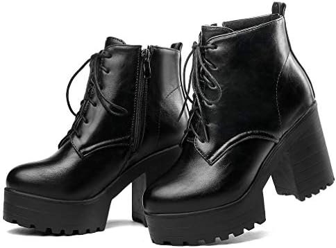 Parisuit Women's Chunky Lace Up Booties Platform High Heel Ankle Boots Fashion A... - Image 5