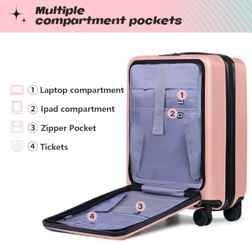 AnyZip Luggage Set 2 Piece Suitcase Set Carry On with Pocket Compartment ABS+PC ... - Image 5