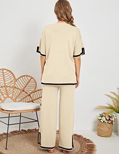 Faleave Womens Knit 2 Piece Sweater Sets Short Sleeve Pullover Tops Elastic Wais... - Image 8
