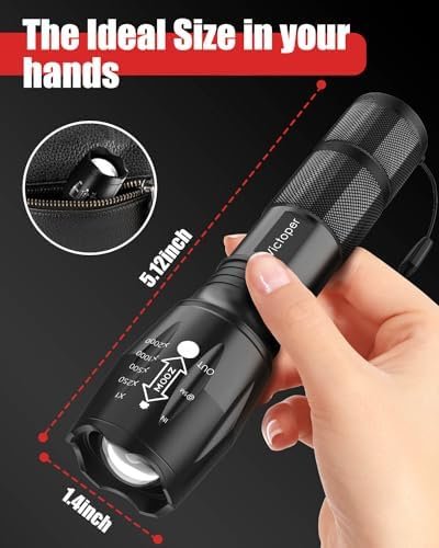 Victoper LED Flashlight 2 Pack, Bright 2000 Lumens Tactical Flashlights High Lum... - Image 7