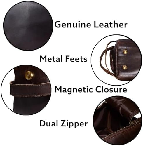 Leather Toiletry Bag : Vintage Unisex Travel Dopp Kit : for Toiletries, Cosmetic... - Image 9