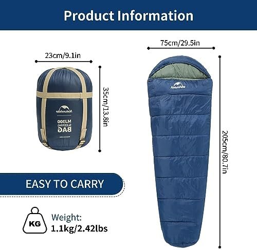 Naturehike 20 Degree Ultralight Mummy Sleeping Bag, 0 Degree Backpacking Lightwe... - Image 3