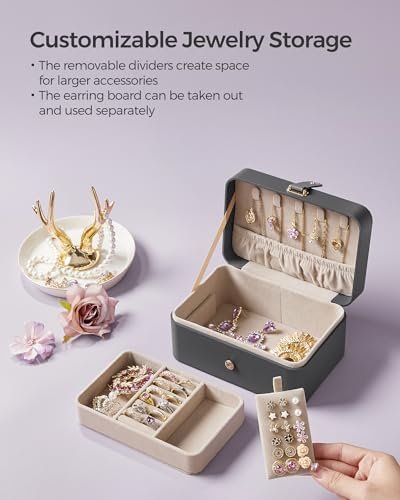 SONGMICS Jewelry Box, Travel Jewelry Case, 2-Layer Jewelry Holder Organizer, 4.6... - Image 6