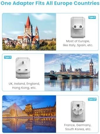 VINTAR European Travel Plug Adapter Kit, Adapter for Europe Plug with 3 USB Port... - Image 4