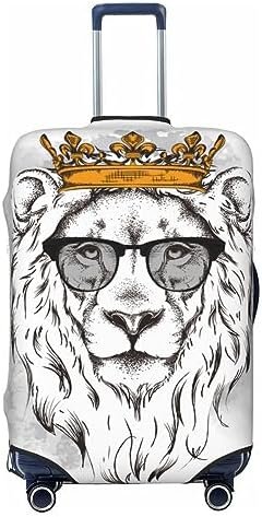 Lion Head Wearing Crown The Glasses Travel Luggage Protector Suitcase Cover Wash... - Image 2