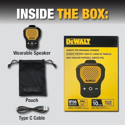 DEWALT Wearable Bluetooth Speaker (Updated Version), Clip-On Wireless Jobsite Pr... - Image 9