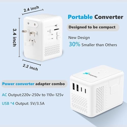 220V to 110V Voltage Converter US to Europe for Hair Dryer with 2 USB Ports 2 US... - Image 6