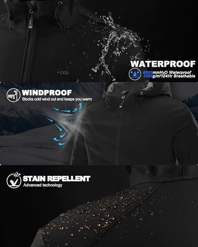 33,000ft Men's Hooded Softshell Jacket Waterproof Lightweight Insulated Windbrea... - Image 4