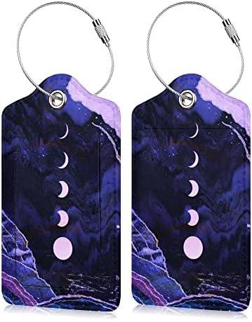 Set of 2 Luggage Tag for Suitcases Leather Moon Cruise Baggage Tags with Stainle... - Image 2