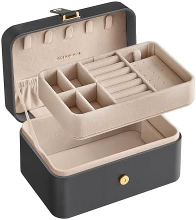SONGMICS Jewelry Box, Travel Jewelry Case, 2-Layer Jewelry Holder Organizer, 4.6... - Image 9