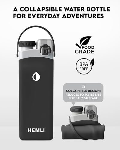 20 oz Collapsible Water Bottle, Travel Water Bottle, Hiking Water Bottle, Foldab... - Image 3