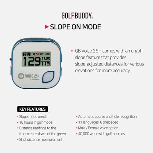 GOLFBUDDY Voice 2S+ Talking GPS Rangefinder, Clip on Hat Golf Navigation, Slope ... - Image 3