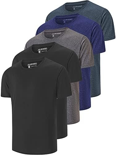5 Pack Men's Dry Fit T Shirts, Athletic Running Gym Workout Short Sleeve Tee Shi... - Image 2