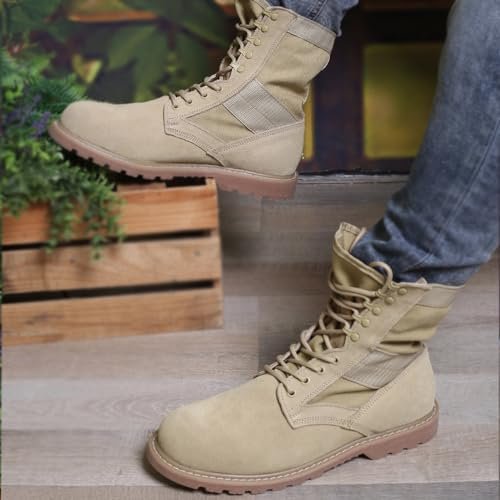 Lightweight 8 inch Mid Ankle Beige Military Swat Desert Boots Hiking BootsTrekki... - Image 7