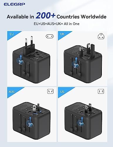 ELEGRP Universal Travel Adapter, 65W Fast Charger International Travel Power Ada... - Image 3
