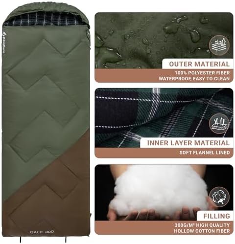 KingCamp Sleeping Bag for Adults, Winter | Flannel Lined Cold Weather 3-4 Season... - Image 7