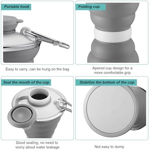 6 Pcs Collapsible Water Bottles 17 oz Silicone Foldable Water Bottles Portable T... - Image 4