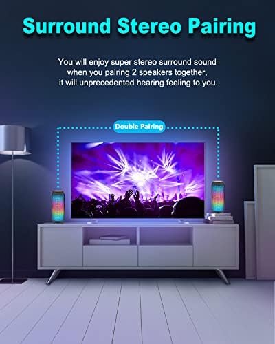 Bluetooth Speaker, Wireless Portable, HD Stereo Sound,with Cool Dynamic LED Ligh... - Image 5