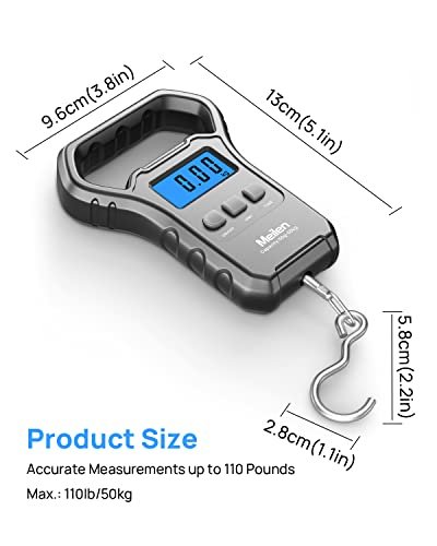 Fish Scale, Meilen 110lb/50kg Luggage Scale Hanging Scale Fishing Scale with Bac... - Image 6