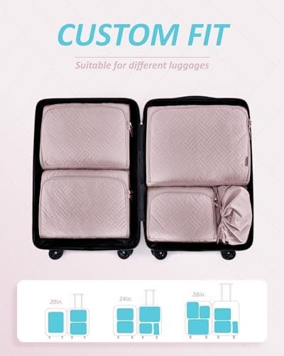 BAGSMART Quilted Packing Cubes for Travel, 6 Set Packing Cubes for Suitcases, Li... - Image 4