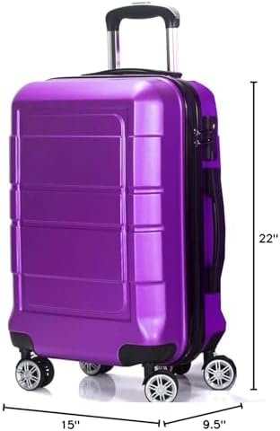 Luggage 2-Piece Set Suitcase Spinner Hardshell Lightweight TSA Lock Purple, 14",... - Image 9