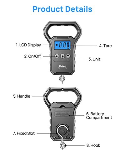 Fish Scale, Meilen 110lb/50kg Luggage Scale Hanging Scale Fishing Scale with Bac... - Image 5