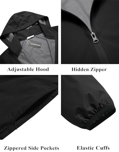 COOFANDY Men's Packable Rain Jacket Lightweight Waterproof Raincoat with Hood Ou... - Image 5