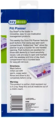 EZY DOSE Push Button (7-Day) Pill Case, Medicine Planner, Vitamin Organizer, 2 T... - Image 5