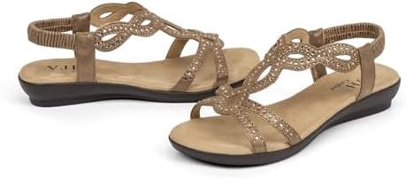 VJH confort Women’s Flat Sandals,Comfort Elastic Strap Rhinestone Open Toe Slip-... - Image 6