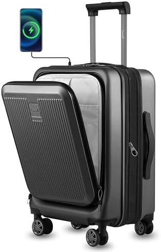 LUGGEX Carry on Luggage 22x14x9 Airline Approved, PC Hard Shell Suitcase with Fr... - Image 2