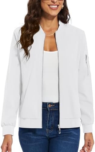 TACVASEN Women's Bomber Jackets Lightweight Casual Jacket Full Zip Windbreaker F... - Image 3