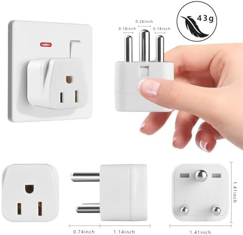 India Adapter, Type D Adapter for Travel US to India Plug Adapter Indian,for Pak... - Image 4