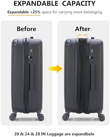 Luggage Sets 3 Pieces Expandable with Spinner Wheels Hard Suitcases Lightweight ... - Image 4