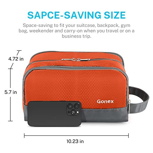 Travel Toiletry Bag Nylon, Gonex Dopp Kit Shaving Bag Toiletry Organizer Orange - Image 6